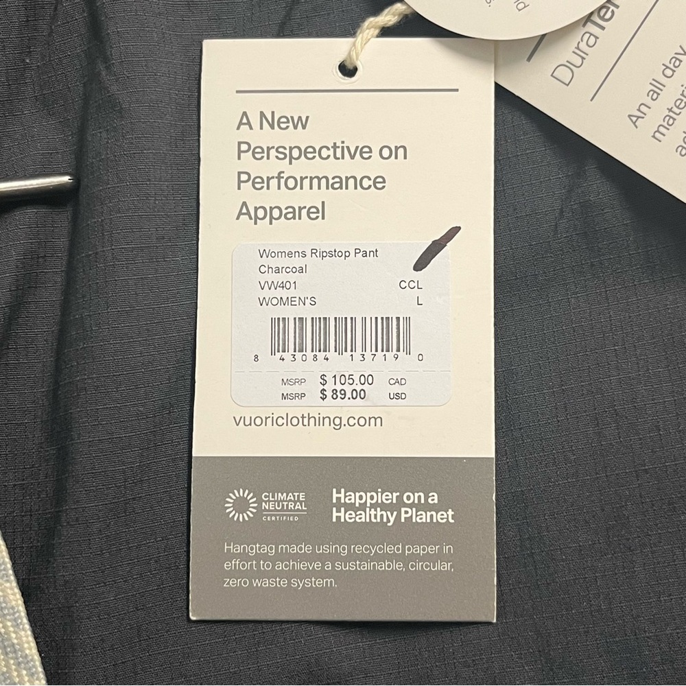 VUORI NWT WOMEN’S RIPSTOP PANTS HIKING CHARCOAL GRAY SMALL MEDIUM LARGE - Picture 10 of 15